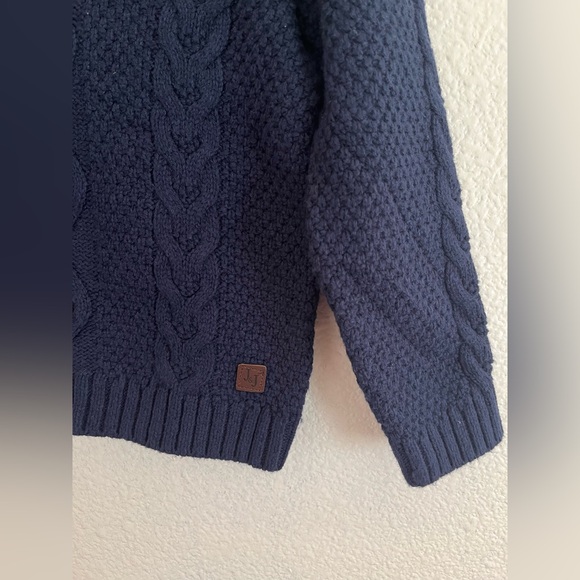 Janie & Jack Cotton Wool Blend Cable Knit Toddler Sweater Blue 2T - Picture 4 of 10